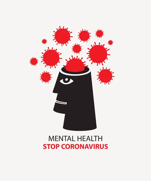 Bannière Vectorielle Avec Virion Coronavirus Lieu Cerveau Dans Tête Humaine — Image vectorielle
