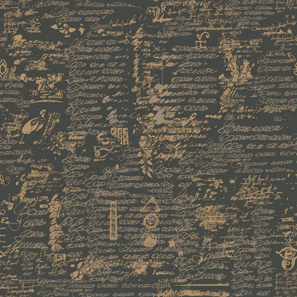 Векторный Бесшовный Рисунок Повторяющийся Фон Нечитаемыми Каракулями Имитирующими Рукописный Текст — стоковый вектор