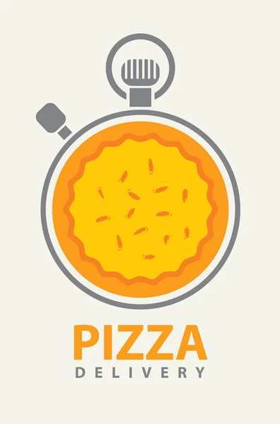 Vektortranszparens Egy Pizzériához Pizzafutár Témájában Lapos Illusztráció Stopperórával Dekoratív Kép — Stock Vector