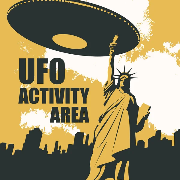 Vektorový Prapor Téma Mimozemských Útoků Spojených Státech Invaze Ufo Ilustrace Royalty Free Stock Ilustrace