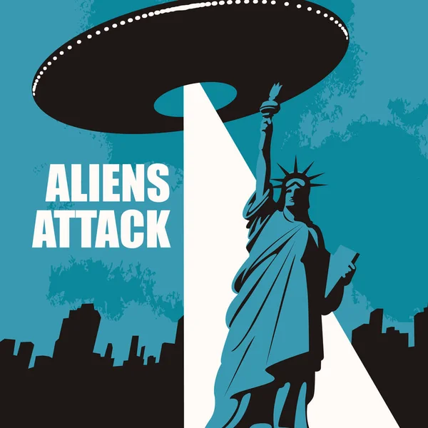 Banner Vectorial Sobre Tema Los Ataques Alienígenas Los Estados Unidos — Archivo Imágenes Vectoriales