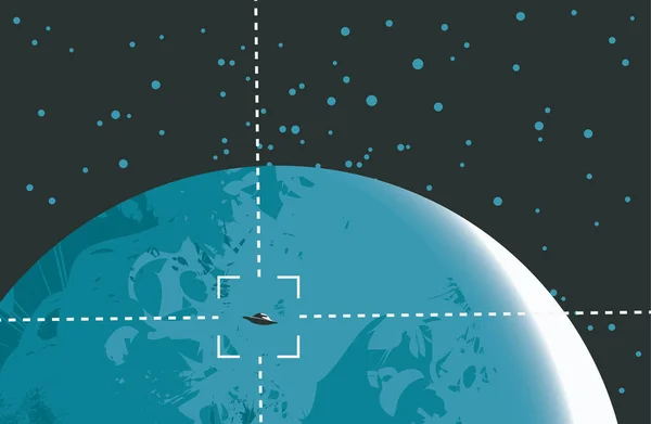 Vektorbanner Zum Thema Außerirdische Zivilisationen Grafische Illustration Eines Ufos Auf — Stockvektor