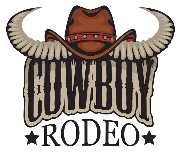 Vector Banner Έμβλημα Για Ένα Cowboy Rodeo Show Ρετρό Στυλ — Διανυσματικό Αρχείο