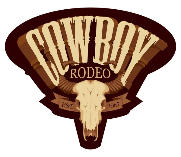 Lambang Vektor Untuk Acara Cowboy Rodeo Dalam Gaya Retro Ilustrasi - Stok Vektor