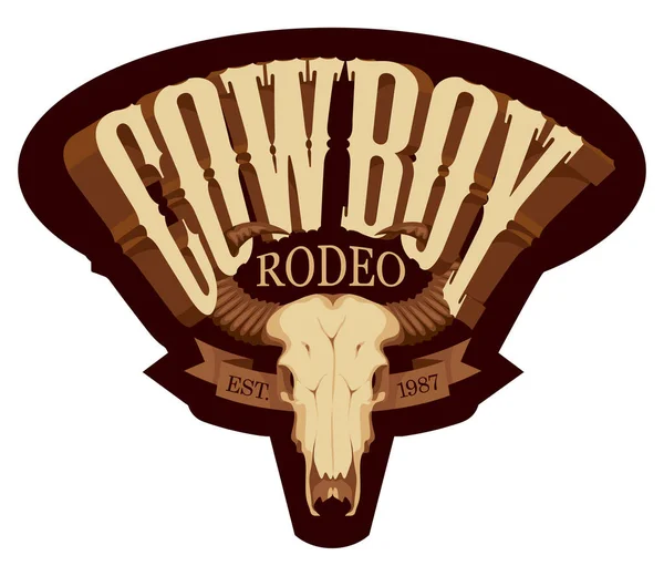 Emblema Vectorial Para Espectáculo Rodeo Vaquero Estilo Retro Ilustración Decorativa — Archivo Imágenes Vectoriales