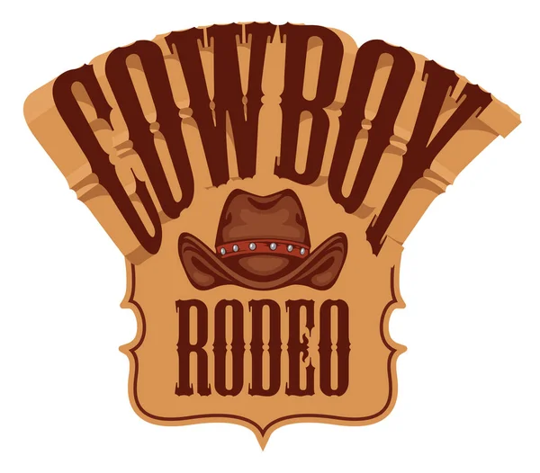 Vector Emblem Cowboy Rodeo Show Retro Style Decorative Illustration Cowboy — Stock Vector