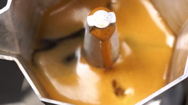 Kávé Kultúra Moka Pot Kávé Főzés Olasz Kávéfőző Moka Pot — Stock videók
