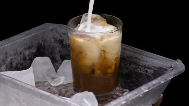 Café Iced Latte Cinemagraph Receita Café Com Leite Gelado — Vídeo de Stock