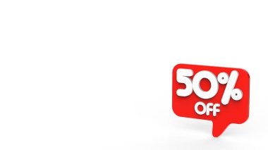 Tümleştirme için % 50 satış kapatma etiketi sağ ekran 3d