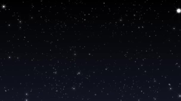 カメラは 背景には星雲のようなハッブル宇宙望遠鏡の星のフィールドを飛ぶ いくつかの星団が飛ぶし 途中でオリオンの星座を見ることができます コンピューター アニメーション — ストック動画