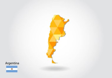 Geometrik poligonal stil vektör harita Arjantin. Düşük Poli harita Arjantin. Renkli Polygonal beyaz arka planda - vektör çizim eps 10 Arjantin şekli göster.