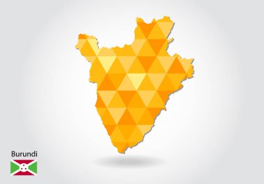 Geometrik poligonal stil vektör burundi Haritası. Düşük Poli burundi Haritası. Renkli Polygonal burundi şeklinde beyaz arka planda - vektör çizim eps 10 göster.