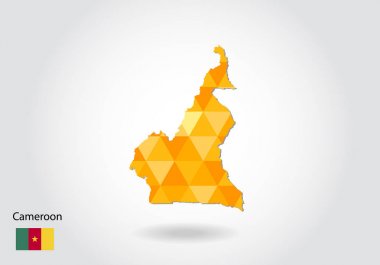 Geometrik poligonal stil vektör Kamerun Haritası. Düşük Poli Kamerun Haritası. Renkli Polygonal Kamerun şeklinde beyaz arka planda - vektör çizim eps 10 göster.