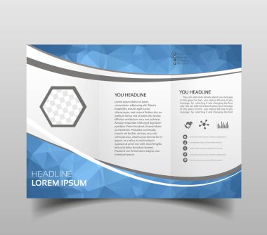 Mavi çokgen zerafet iş panelli iş broşür broşür ve ilan şablon vektör minimal düz tasarım ayarlayın. Modern üçgen sunu şablonu. İş Tasarım arka plan, broşür veya el ilanı genel kavram ya da geometrik web afiş