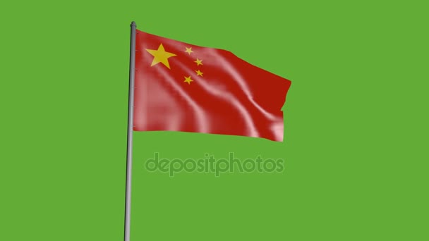 Schwenkt Die Chinesische Flagge Flagge Der Volksrepublik China Vor Blauem — Stockvideo