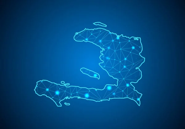 Escalas Abstractas Trama Puntos Sobre Fondo Oscuro Con Mapa Haiti — Archivo Imágenes Vectoriales