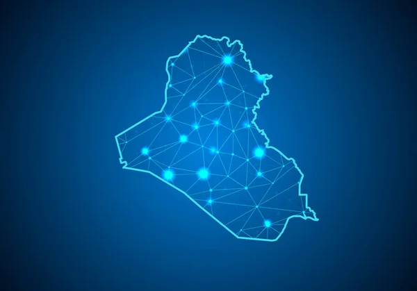 Escalas Abstractas Trama Puntos Sobre Fondo Oscuro Con Mapa Iraq — Archivo Imágenes Vectoriales