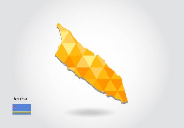 Geometrik poligonal stil vektör aruba Haritası. Düşük Poli aruba Haritası. Renkli Polygonal harita aruba şeklinde beyaz arka planda - vektör çizim eps 10.
