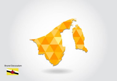 Brunei Sultanlığı geometrik poligonal stil vektör harita. Brunei Sultanlığı düşük Poli Haritası. Renkli Polygonal brunei Darussalam beyaz arka planda - vektör çizim eps 10 şeklinde göster.