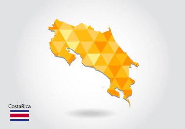 Geometrik poligonal stil vektör Kosta Rika Haritası. Düşük Poli Kosta Rika Haritası. Renkli Polygonal harita Kosta Rika şeklinde beyaz arka planda - vektör çizim eps 10.