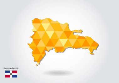 Geometrik poligonal stil vektör Dominik Cumhuriyeti haritası. Dominik Cumhuriyeti düşük Poli Haritası. Renkli Polygonal beyaz arka planda - vektör çizim eps 10 Dominik Cumhuriyeti şekli göster.