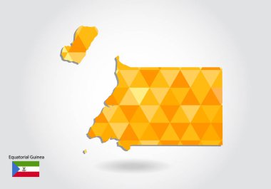 Ekvator Ginesi geometrik poligonal stil vektör harita. Ekvator Ginesi düşük Poli Haritası. Renkli Polygonal Ekvator Ginesi şeklinde beyaz arka planda - vektör çizim eps 10 göster.