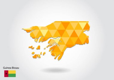 Gine Bissau geometrik poligonal stil vektör harita. Gine Bissau düşük Poli Haritası. Renkli Polygonal Gine Bissau beyaz arka plan - vektör çizim eps 10'şeklinde göster.