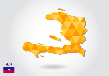 Geometrik poligonal stil vektör haiti Haritası. Düşük Poli haiti Haritası. Renkli Polygonal beyaz arka planda - vektör çizim eps 10 Haiti şekli göster.