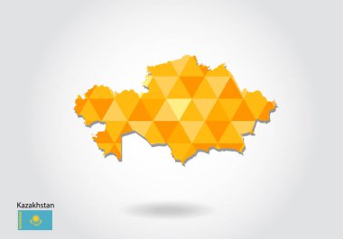 Geometrik poligonal stil vektör Kazakistan Haritası. Düşük Poli Kazakistan Haritası. Renkli Polygonal beyaz arka planda - vektör çizim eps 10 Kazakistan şekli göster.