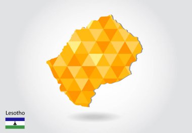 Geometrik poligonal stil vektör Lesoto Haritası. Düşük Poli Lesoto Haritası. Renkli Polygonal Lesotho şeklinde beyaz arka planda - vektör çizim eps 10 göster.