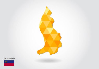 Geometrik poligonal stil vektör harita Liechtenstein. Liechtenstein düşük Poli Haritası. Renkli Polygonal harita Liechtenstein şeklinde beyaz arka planda - vektör çizim eps 10.