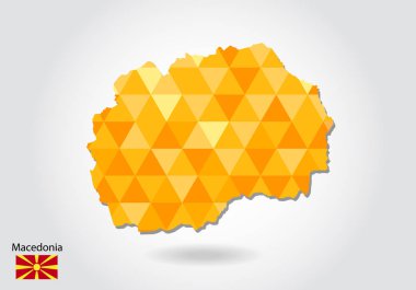 Geometrik poligonal stil vektör Makedonya Haritası. Düşük Poli Makedonya Haritası. Renkli Polygonal harita Makedonya şeklinde beyaz arka planda - vektör çizim eps 10.
