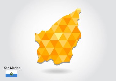 Geometrik poligonal stil vektör San Marino Haritası. Düşük Poli San Marino Haritası. Renkli Polygonal beyaz arka planda - vektör çizim eps 10 San Marino şekli göster.