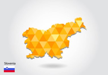 Geometrik poligonal stil vektör harita Slovenya. Düşük Poli harita Slovenya. Renkli Polygonal harita Slovenya şeklinde beyaz arka planda - vektör çizim eps 10.