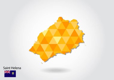 Geometrik poligonal stil vektör harita saint Helena. Saint Helena düşük Poli Haritası. Renkli Polygonal harita saint Helena şeklinde beyaz arka planda - vektör çizim eps 10.