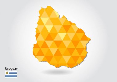 Geometrik poligonal stil vektör Uruguay Haritası. Düşük Poli Uruguay Haritası. Renkli Polygonal harita Uruguay şeklinde beyaz arka planda - vektör çizim eps 10.