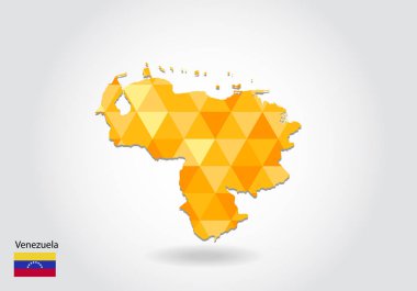 Geometrik poligonal stil vektör harita Venezuela. Düşük Poli Venezuela Haritası. Renkli Polygonal harita Venezuela şeklinde beyaz arka planda - vektör çizim eps 10.