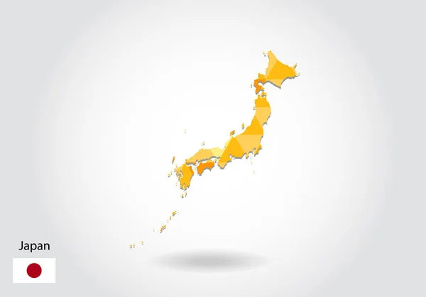 Геометрическая Многоугольная Векторная Карта Японии Низкая Карта Японии Разноцветная Многоугольная — стоковый вектор