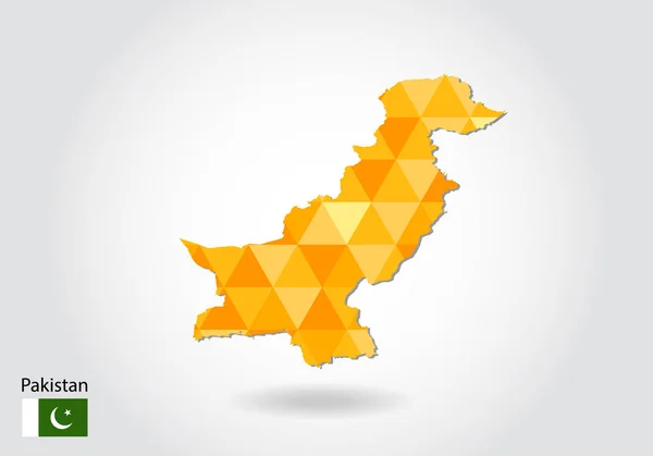 Geometriska Polygonal Stil Vektor Karta Över Pakistan Låg Poly Karta — Stock vektor