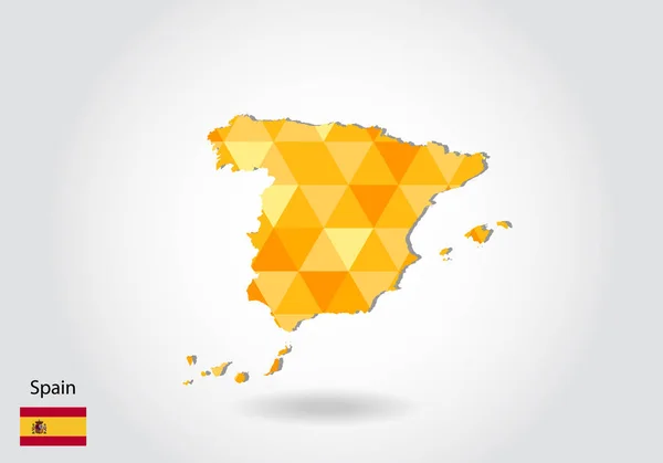 Geometriska Polygonal Stil Vektor Karta Över Spanien Låg Poly Karta — Stock vektor