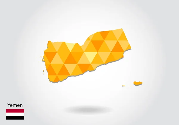 Yemen Geometrik Poligonal Stil Vektör Harita Yemen Düşük Poli Haritası — Stok Vektör