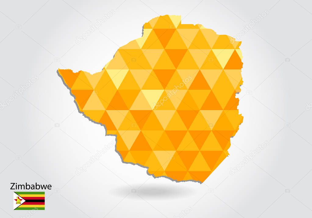 Geometric polygonal style vector map of Zimbabwe. Low poly map of Zimbabwe. Colorful Polygonal map shape of Zimbabwe on white background - vector illustration eps 10.