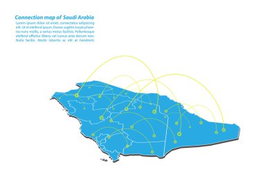 Suudi Arabistan harita bağlantıları ağ tasarım modern, en iyi Internet kavramı, Suudi Arabistan harita iş kavramları serisi, eşleme noktası ve kompozisyon satır. Infographic harita. Vektör çizim.