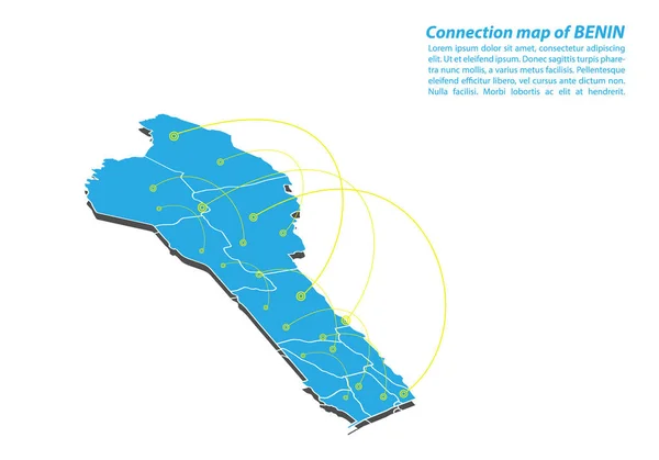 Moderna Benins Karta Anslutningar Nätverk Design Bästa Internet Begreppet Benin — Stock vektor