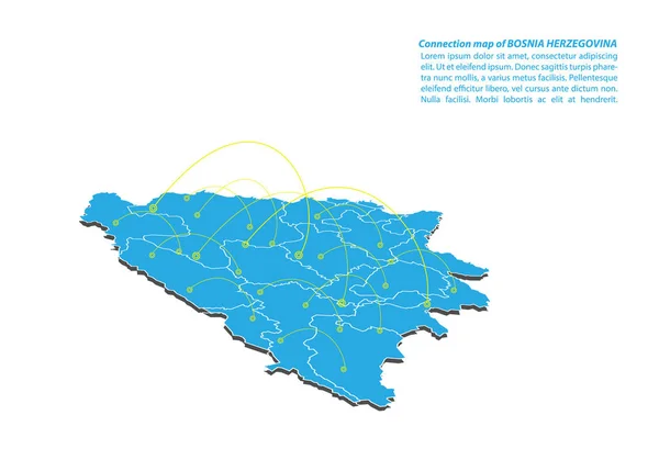 Modern Bosnia Herzegovina Map Connections Network Design Best Internet Concept — Stock vektor