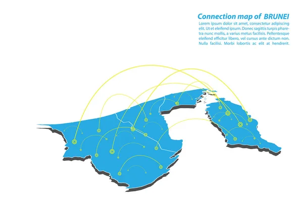 Moderno Brunei Conexiones Mapa Diseño Red Mejor Concepto Internet Brunei — Vector de stock