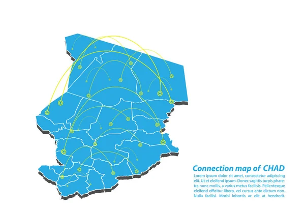 Moderno Chad Mappa Connessioni Progettazione Della Rete Best Internet Concetto — Vettoriale Stock