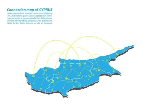 Moderno Del Diseño Redes Conexiones Mapa Cyprus Mejor Concepto Internet — Vector de stock