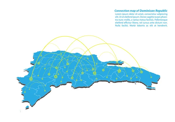 Moderna Dominikanska Republiken Karta Anslutningar Nätverksdesign Bästa Internet Begreppet Dominikanska — Stock vektor