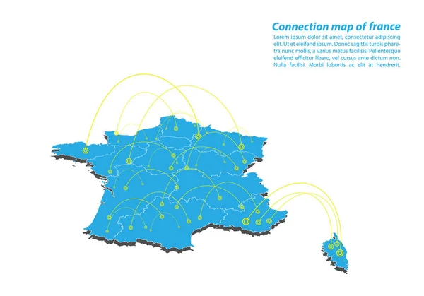 Σύγχρονη Γαλλία Χάρτης Συνδέσεις Δικτύου Σχεδιασμό Καλύτερο Internet Έννοια Της — Διανυσματικό Αρχείο